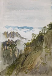 Yellow Mountain Pines, Huangshan, 2015 (akvarel na papíře)