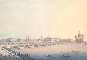Pohled na most svatého Izáka v Petrohradě, před rokem 1820.
