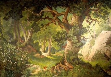 Zahrada kouzelníka Klingsora, z cyklu Parzival, Velká hudební místnost, kolem 1883-84 (nástěnná malba)