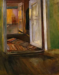Interiér s hadrovým kobercem (malba)