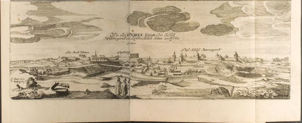 Ilustrace Narva z Cesty k velkému vévodovi z Muscovy a perskému králi od Adama Oleara