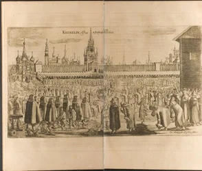 Oslí procházka v moskevském Kremlu Ilustrace z Cest k Velkému vévodovi z Muscovy atp