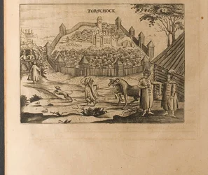 Ilustrace Torzhok z Cesty k velkému vévodovi z Muscovy a perskému králi od Adama Oleho
