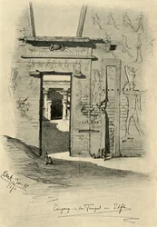 Vchod do chrámu v Edfu, Egypt, 1898.