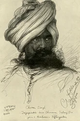 Strážný Chatter Singh, Singapur, 1898.