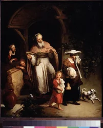 (Vyhnání Hagar) Izmael je prvním synem Abrahama s Hagar (Hagar), egyptskou služebnicí jeho manželky Sáry. Po narození Izáka jsou Izmael a Hagar odehnáni. Obraz Christiana Wilhelma Ernsta Dietricha (1712-1774) Muse 18. století