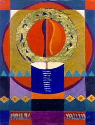 Věčný plamen, asi 2004 (vaječná tempera na desce s plátkovým zlatem)