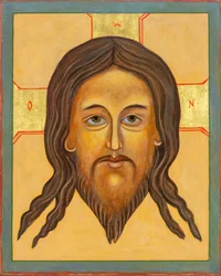 Ikona Mandylion, 2010 (vaječná tempera, plátkové zlato, dřevo)