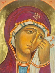 Bolestná Panna Maria, 2001 (vaječná tempera, dřevo, plátkové zlato)