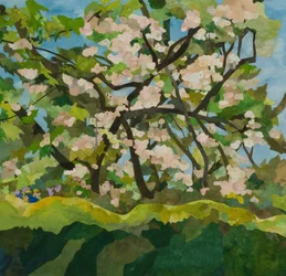 Cornerways Apple Tree, 2019 (akvarelem malovaná papírová koláž)