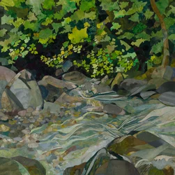 Honister Stream, 2023 (akvarelem malovaná papírová koláž)