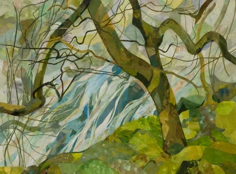 Honister Winter Tree, 2018 (akvarelem malovaná papírová koláž)
