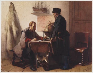 Jacob van Heemskerk a Willem Barendsz. naplánovat svou cestu do Arktidy v roce 1594