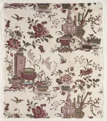 Fragment Woodblock Potištěné bavlny, c. 1780.