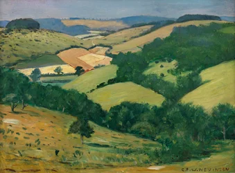 Rolling Country (The Downs under Goodwood) (Oil on board)