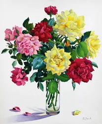 June Roses (akvarel na papíře)