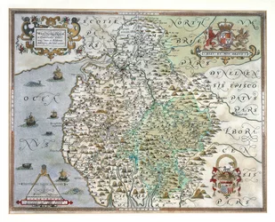Mapa Westmorland a Cumberland, 1576