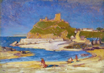 Hrad Criccieth (olej na plátně na desce)