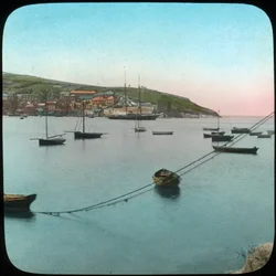 Polruan z Fowey, Cornwall, konec 19. nebo začátek 20. století.