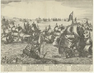 Zeeslag bij Duins, 1639 Námořní bitva, ve které Belgičané porazili Španěly v Duins v Anglii v roce 1339 (název na předmět)