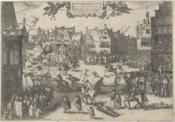 Poprava spiklenců zrady střelného prachu, 1606 Supplicium de octo coniuratis sumtum in Britannia (název na předmětu)