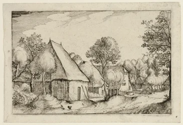 Hospodářský dvůr, pátý talíř podle Obrázků z farem, venkovských domů a vesnic (Praediorum villarum et rusticarum casularum icones)