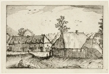 Velké přístřešky, deska 21 podle Obrázky farem, venkovských domů a vesnic (Praediorum villarum et rusticarum casularum icones)
