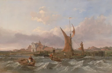 Thames Barge běží po větru z Tilbury Fort