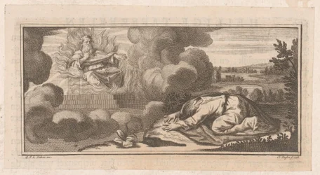 Allegorische of Bijbelse voorstelling met knielende figuur voor man op troon met vlammen   1371428   cs       czech Successfully Translated  Original: Een boomstam als bruggetje over een rivier Translat: Een boomstam als bruggetje over een rivier 1395176 c