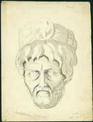 Hlava muže, 1874 (čb a tužka na papíře)