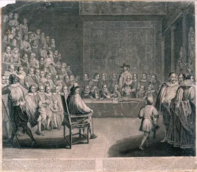 Proces s králem Karlem I., Westminsterský palác, c1725