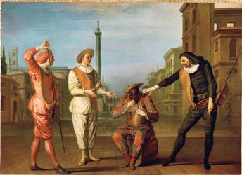 Scény z komedie "Le tombeau de Maitre Andre" ...