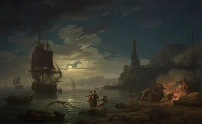 Pobřežní scéna v měsíčním světle. 1769