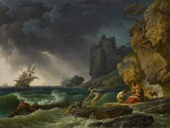 Bouřlivé moře s vrakem lodi, 1780