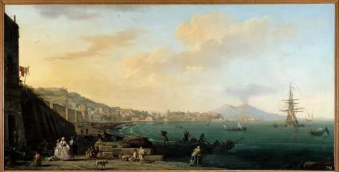 Neapolský záliv s malbou Vesuv od Josepha Verneta (1714-1789)