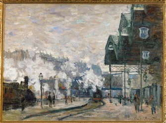 Gare St. Lazare, západní doky (olej na plátně)
