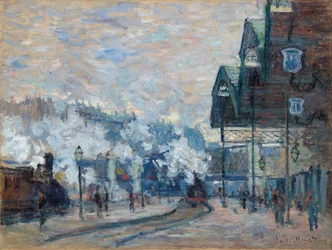 Gare Saint-Lazare, vnější pohled, 1877.