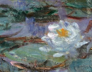 Modré lekníny. Detail leknínu. Obraz Clauda Moneta (1840-1926)
