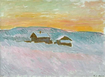 Norská krajina, modré domy, 1895