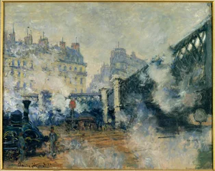 Europe Bridge a Saint Lazarus Station (Saint-Lazare) Malba Clauda Moneta (1840-1926) 1877 Ne. 0,64 x 0,81 m. Paříž. Muzeum marmottanů