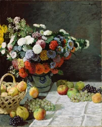 Zátiší s květinami a ovocem, 1869