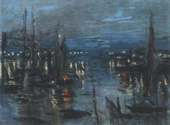 Přístav Le Havre, noční efekt, 1873