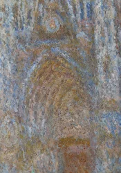 Katedrála de Rouen, portál slunce ráno, modrá harmonie Detail. Obraz Clauda Moneta (1840-1926) 1893 Ne. 0,91 x 0,63 m Paříž, musee d