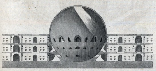 Příčný řez plánem hřbitova pro město Chaux od Claudea Nicolase Ledouxe (1736-1806)