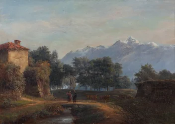 Stěny hradeb Grenoble na straně Île Verte (olej na plátně)