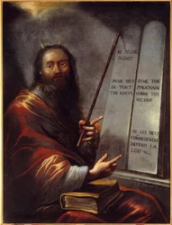 Mojžíš a stoly zákona Obraz od Clauda Vignona (1593-1670) Slunce ze 17. století. 1,29x0,9 m Rouen, Muzeum výtvarných umění