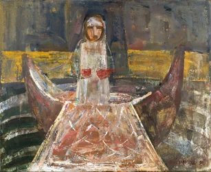 Rybář, konec 19.-začátek 20. století (olej na plátně)