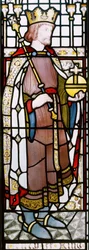 Jindřich II., detail z okna ve Velké síni, 1867-71 (vitráže)