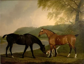 Koně a pes v krajině, c.1830