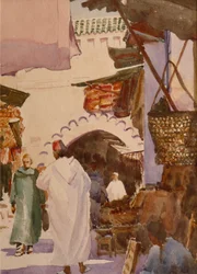 Souk des teinturiers, Marrákeš, 2001 (akvarel)